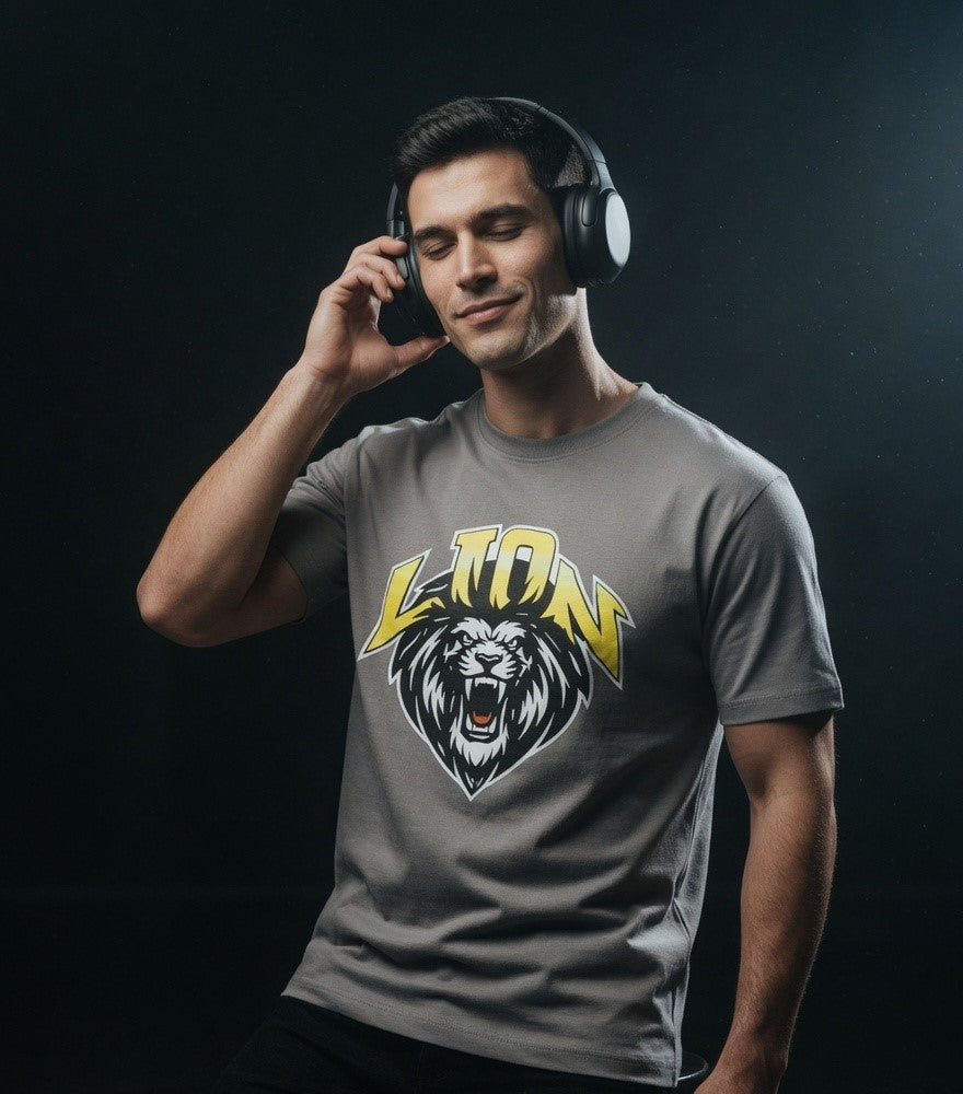 AUREVIN Lion Oversized Graphic Printed T-Shirt