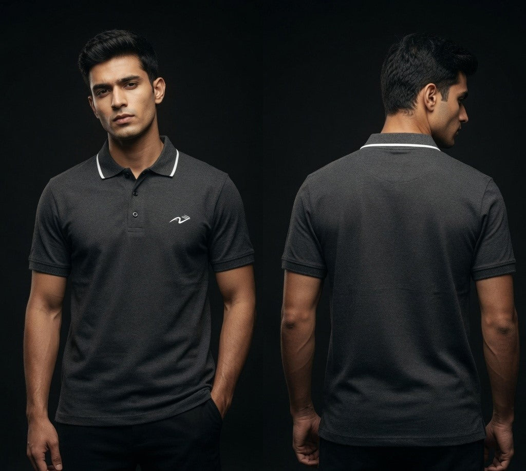 AUREVIN Premium Grey Polo T-Shirt – Minimal Smart Fit