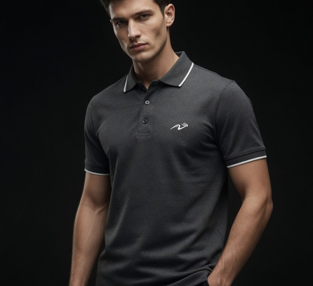AUREVIN Premium Grey Polo T-Shirt – Minimal Smart Fit