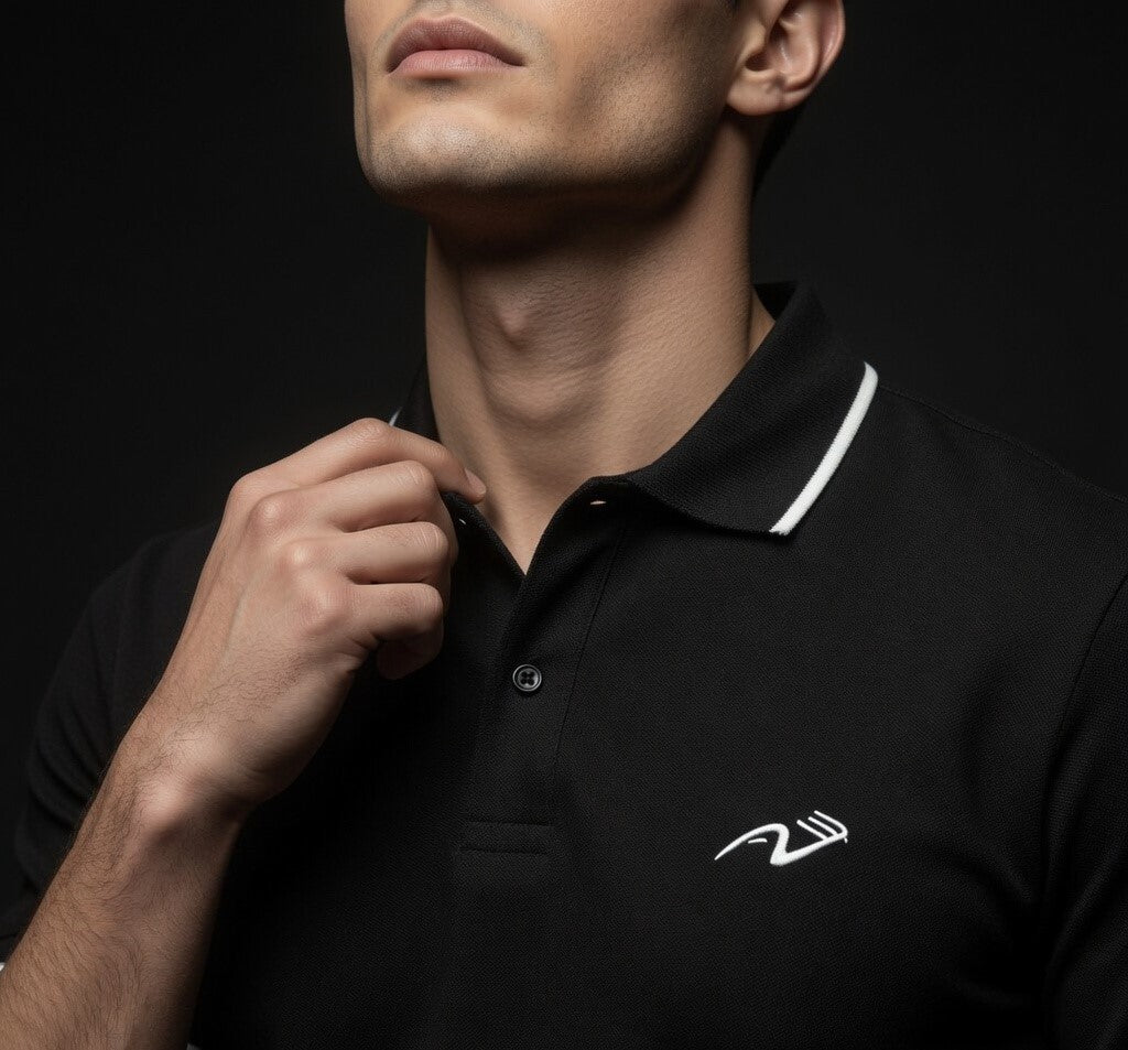 AUREVIN Premium Black Polo T-Shirt – Minimal Classic Fit