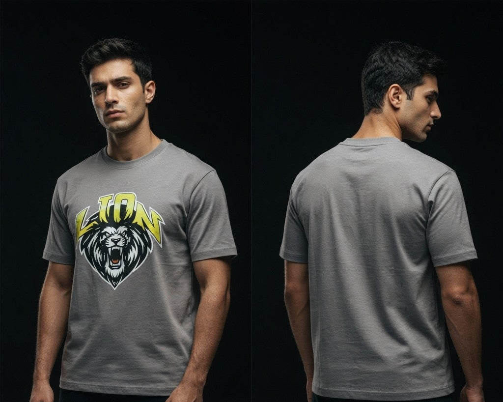 AUREVIN Lion Oversized Graphic Printed T-Shirt