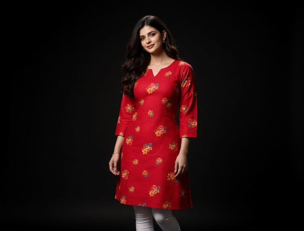 Women's Red Floral Printed